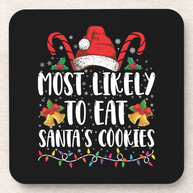 Posavasos Más Probable De Comer Las Galletas De Santa Navida (Frente)