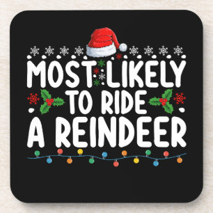 Posavasos Más Probable De Montar Un Santa De Reno Navidad Ho