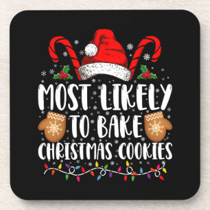 Posavasos Más Probable Hornear Galleta de Navidad Xmas Famil