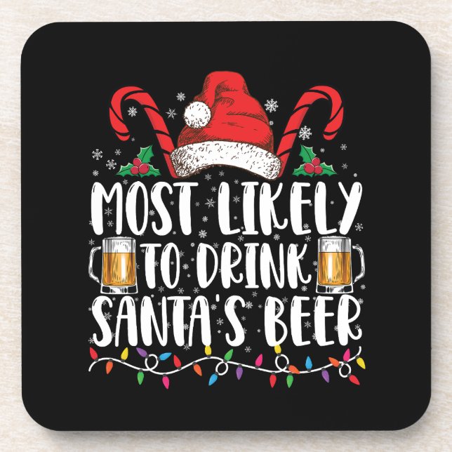Posavasos Más Probable Que Beba La Cerveza De Santa Bebida D (Frente)