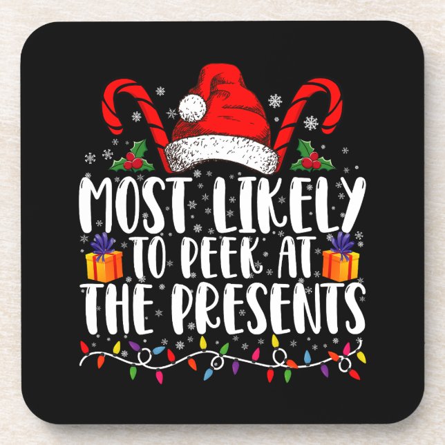 Posavasos Más Probable Que Curiosée Los Regalos Navidad Fami (Frente)