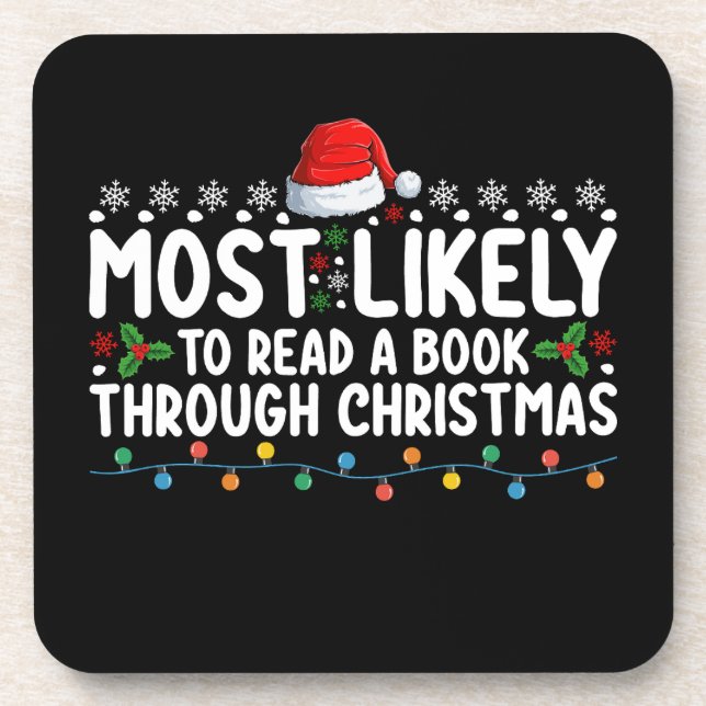 Posavasos Más Probable Que Lea Un Libro Hasta Navidad (Frente)