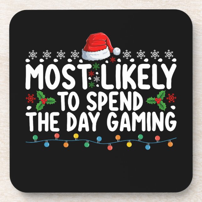 Posavasos Más Probable Que Pase El Día Jugando Navidad (Frente)