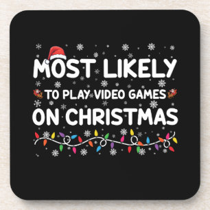 Posavasos Más Propenso a Jugar Videojuegos en Navidad Gamer