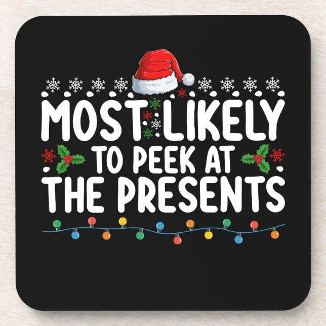 Posavasos Más Propenso A Mirar Los Regalos De Navidad (Frente)