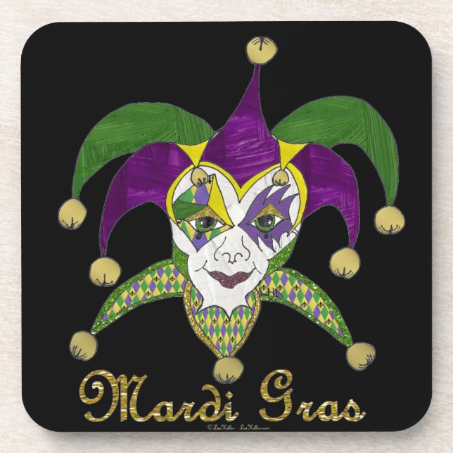 Posavasos Máscara colorida del Mardi Gras Jesters (Frente)