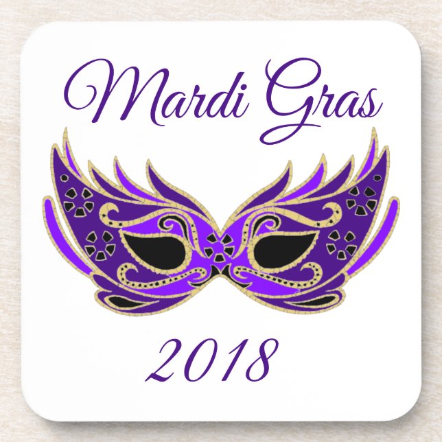 Posavasos Máscara de Mardi Gras 2018 (Frente)