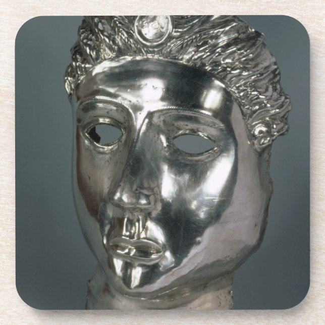 Posavasos Máscara de plata, romana, 1ra mitad del ANUNCIO (Frente)