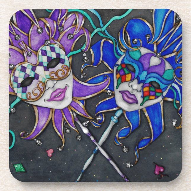 Posavasos Máscaras de Jester de Comedia/Tragedia (Frente)