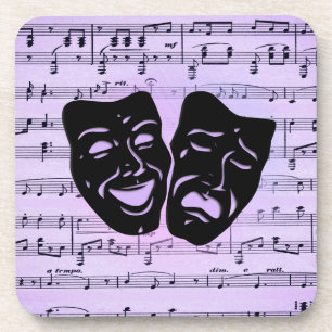 Posavasos Máscaras de Música y Teatro Púrpura