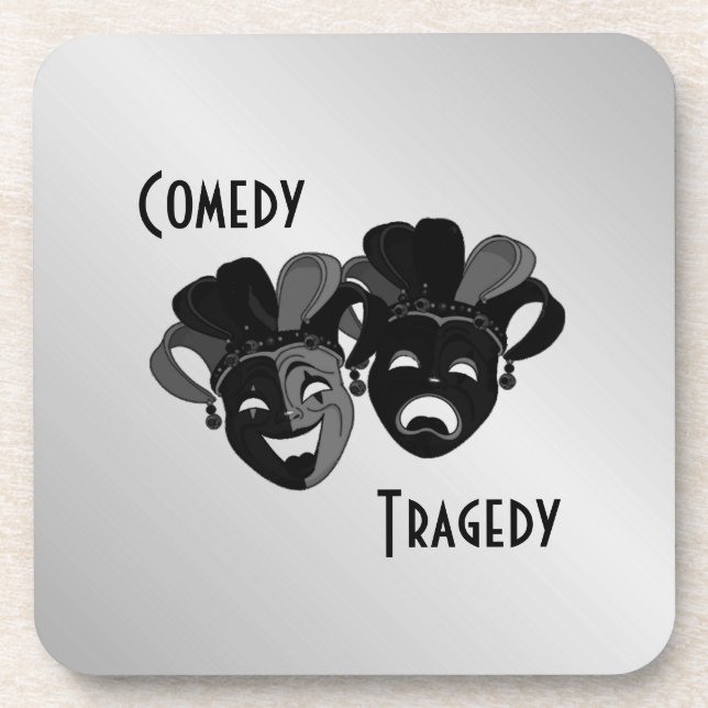 Posavasos Máscaras de teatro de comedia y tragedia (Frente)
