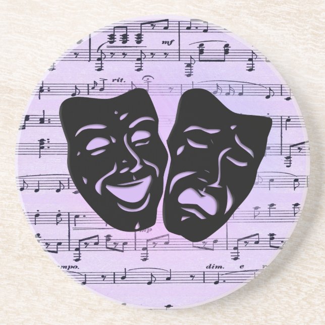 Posavasos Máscaras de teatro y música púrpura (Frente)