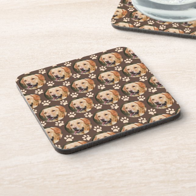 Posavasos Mascota personalizado Patrón de foto Perro Marrón (Lado Izquierdo)