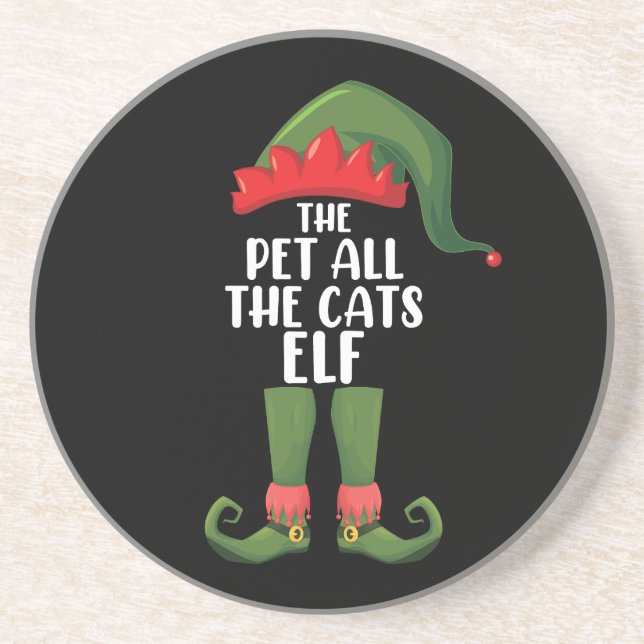 Posavasos Mascota Todos los gatos Elf Navidades familiares c (Frente)