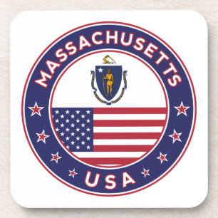 Posavasos Massachusetts, pegatina de Massachusetts, estuche 