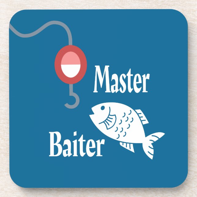 Posavasos Master Baiter Fishing Funny Novedad Chiste de pece (Frente)