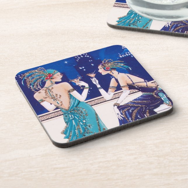 Posavasos Máster de Chicas de Flapper de Art Deco de 1920 (Lado Izquierdo)