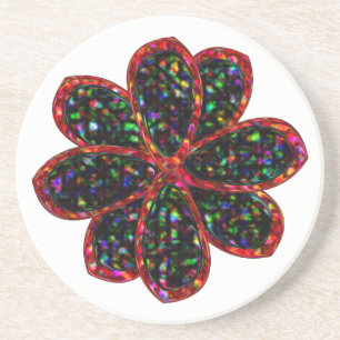 Posavasos Máster de flores de Purpurina negro y rojo
