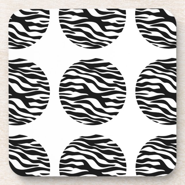 Posavasos Máster de puntos de polka impresos en cebra (Frente)