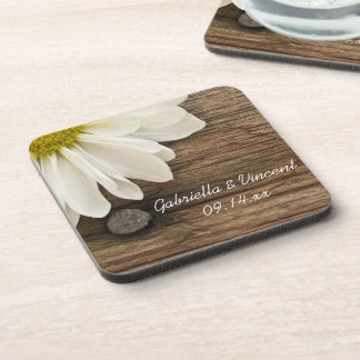 Posavasos Matrimonio de campo de la marea blanca y la madera