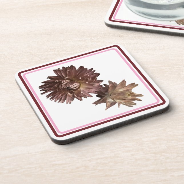 Posavasos mausta rosa y flor de fresa roja oscura (Lado Izquierdo)