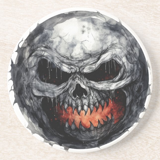 Posavasos Maw Infernal: La escoba del horror del cráneo (Frente)