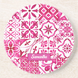 Posavasos Mayólica de verano rojo Mediterráneo siciliano