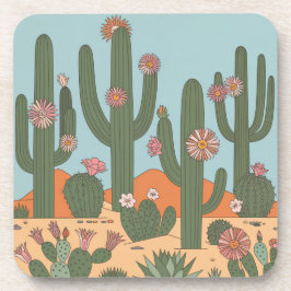 Posavasos MCM del juego de escoria de las flores del cactus 