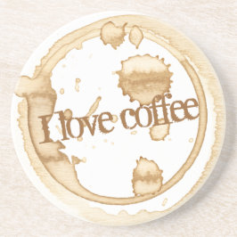 Posavasos Me encanta el café Grunge con manchas de café