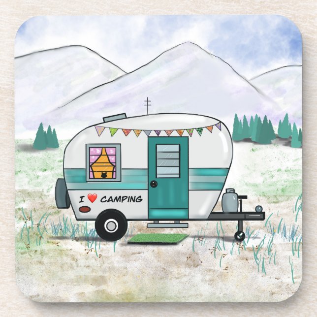 Posavasos Me encanta la montaña rusa de camping (Frente)