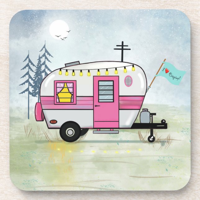 Posavasos Me encanta la montaña rusa de camping (Frente)