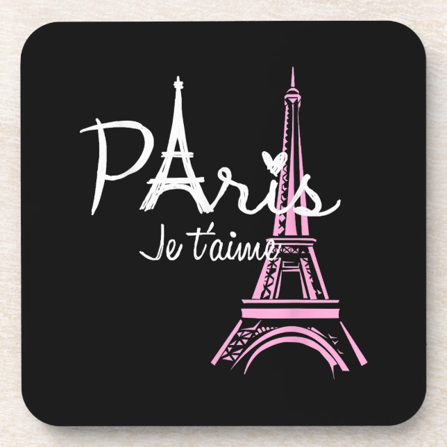 Posavasos Me encanta la Torre Eiffel de París (Frente)