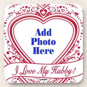 Posavasos ¡Me Encanta Mi Hubby! Corazones rojos de foto