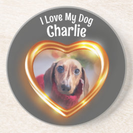 Posavasos Me Encanta Mi Mascota De Perro Con El Corazón Bril