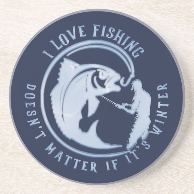 Posavasos Me encanta pescar, no importa si es invierno. (Frente)