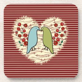 Posavasos Me encantan las aves de invierno y las bayas