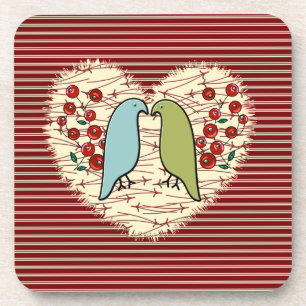 Posavasos Me encantan las aves de invierno y las bayas
