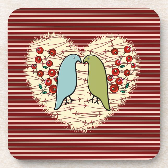 Posavasos Me encantan las aves de invierno y las bayas (Frente)