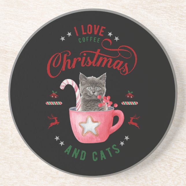 Posavasos me encantan los Navidades del café y los saludos a (Frente)