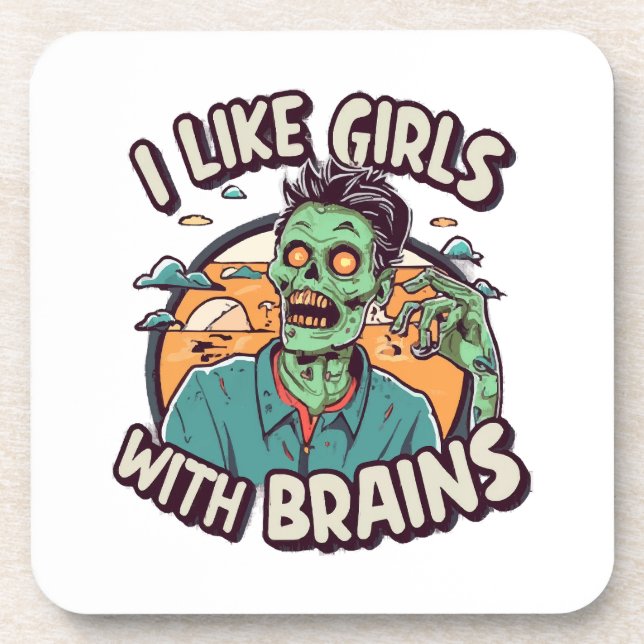 Posavasos Me gustan las chicas con cerebro (Frente)