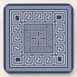 Posavasos Meander griego - Llave griega - azul y crema