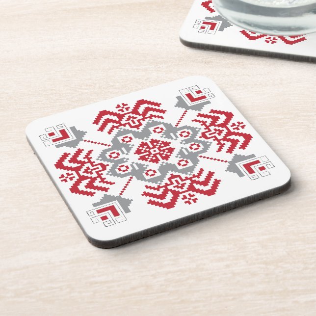 Posavasos Medallón de arte folclórico de Auseklis de Letonia (Lado Izquierdo)