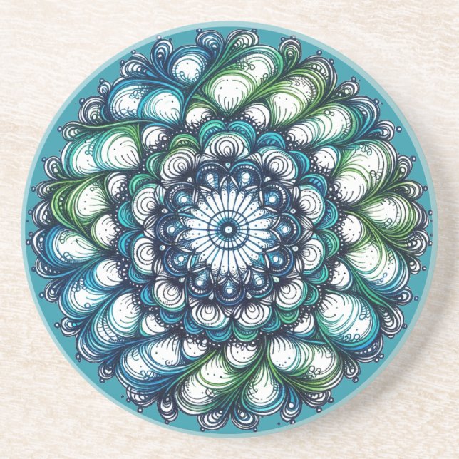 Posavasos Medallón verde azul - Resumen (Frente)