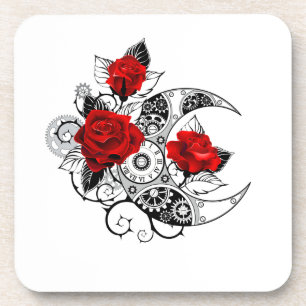 Posavasos Media luna mecánica con rosas rojas