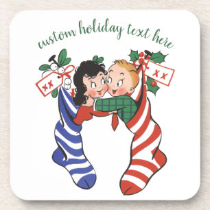 Posavasos Medias de Navidad antiguas con niños lindos