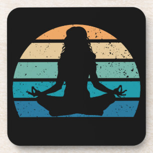 Posavasos Meditación de Yoga Silueta de Puestas de Sol Vinta