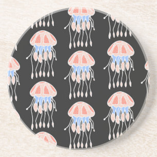 Posavasos medusas pintadas a mano, patrón de cosecha vibrant
