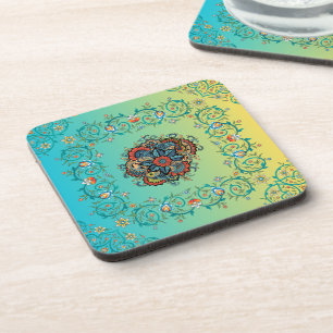 Posavasos Mehndi Green Floral Art, Boundless Splendor