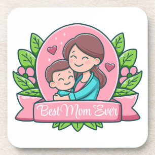 Posavasos Mejor Mamá del Mundo, Mamá e Hijo, Personalizado