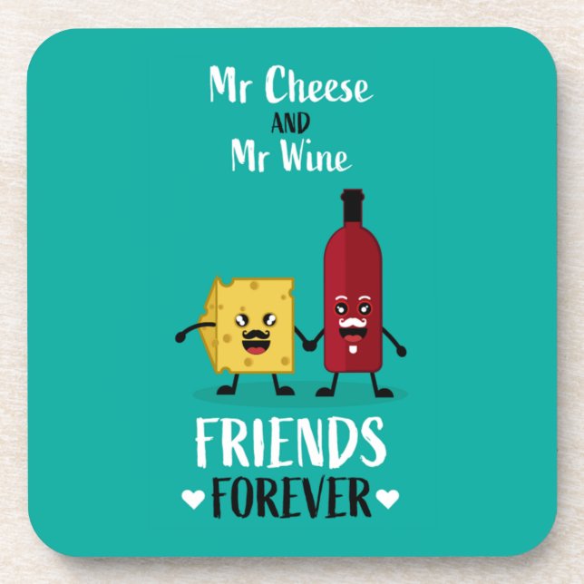 Posavasos Mejores Amigos Del Queso Y El Vino (Frente)